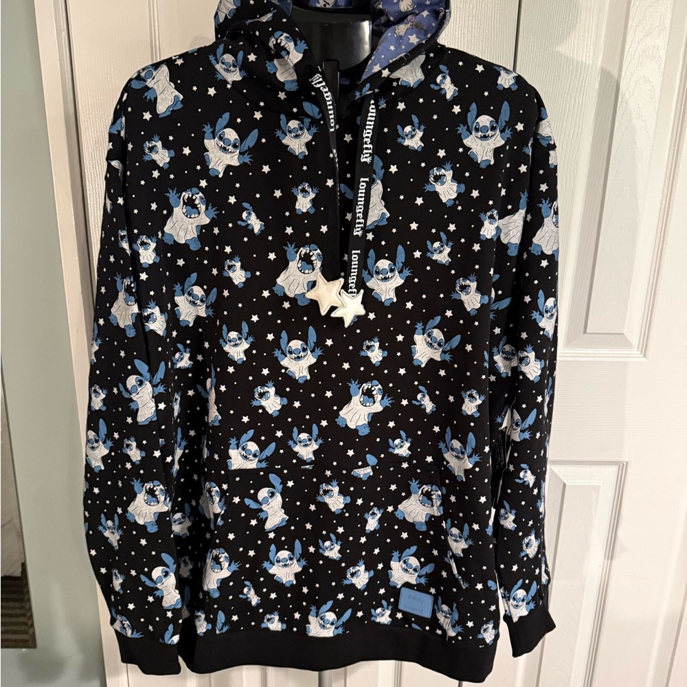 Loungefly Disney Stitch Ghost Costume Glow In Dark Hoodie XL  New With Tags